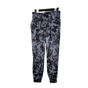 Athleta Salutation Tie-Dye Printed Joggers Women’s Black Gray Size Small